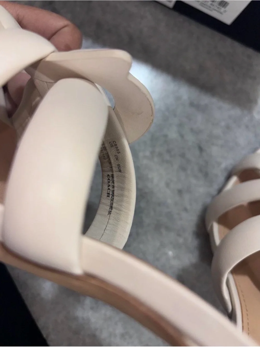 Coach Kellie leather sandals in cream & white, size US 6.5